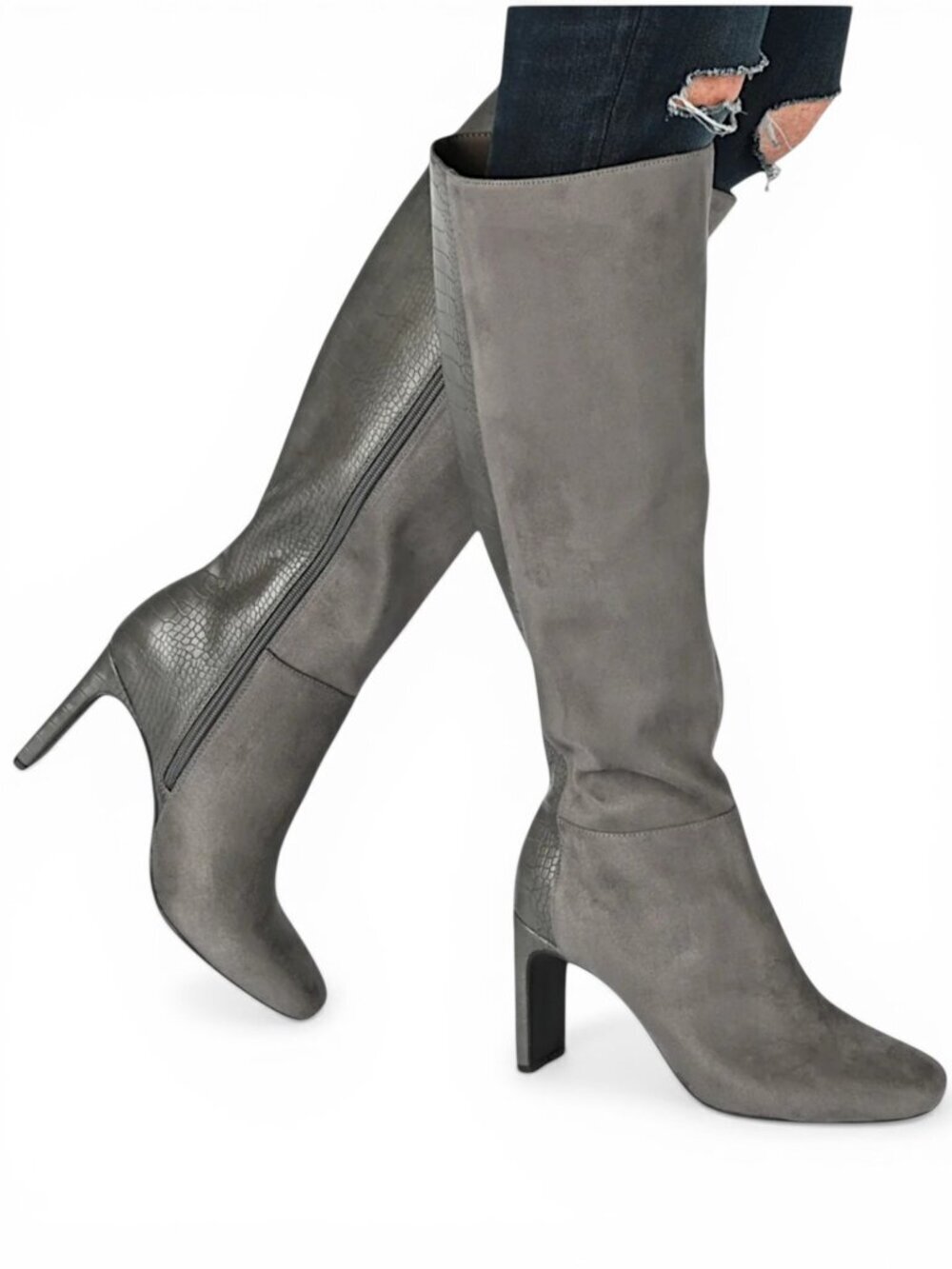 Journee Collection Elisabeth Gray Medium Calf Knee High Boot New NWOB 8.5